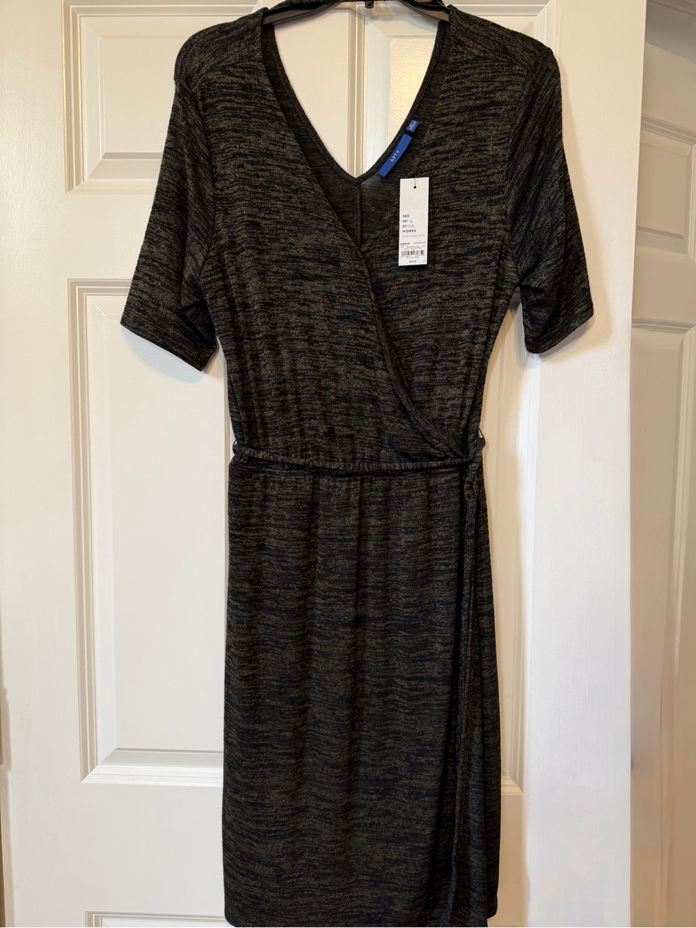 Apt. 9 Black Heather Wrap-Style Knit Dress